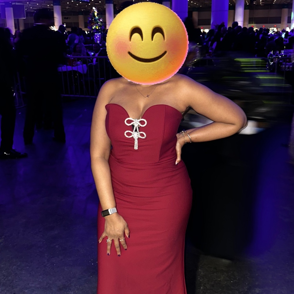 JLUXLABEL Burgundy Strapless Dress